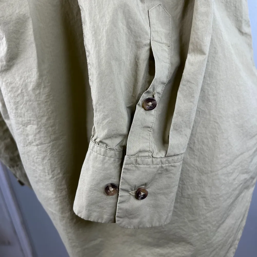 Massimo Dutti Blouse Top M Olive Green Button Down Pockets - Image 10