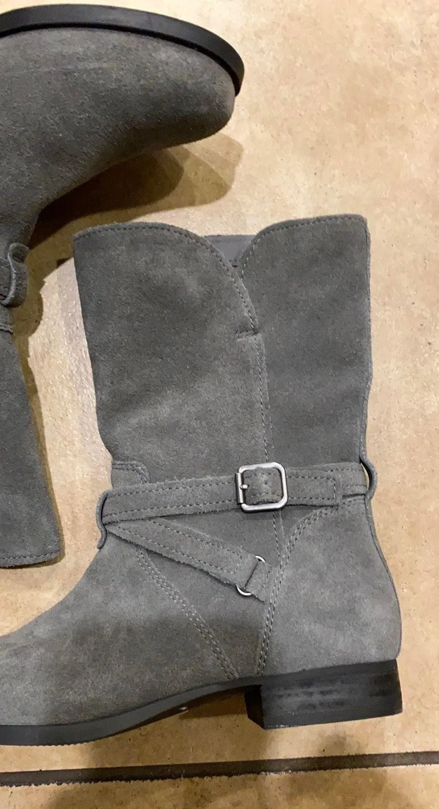 Gray Suede Moto Boots - Image 2