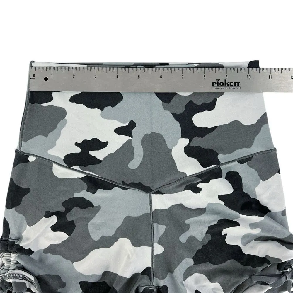 Aerie Offline Real Me Grey Camo High Waisted Ruched Tie 3" Bike Shorts Medium - Image 5