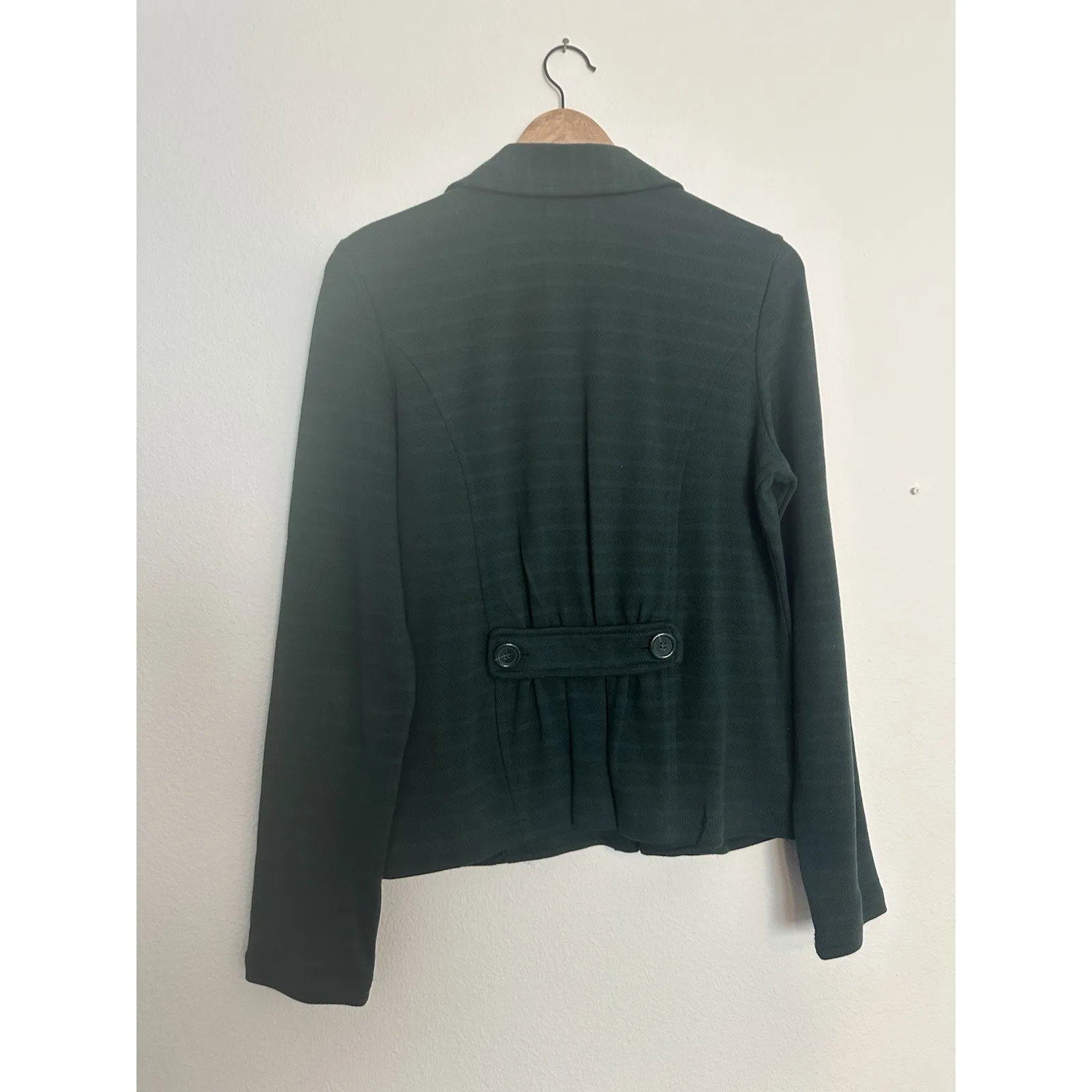 Women's Green Stripped Caslon Blazer Single Button Cotton Size L Size L - Image 3