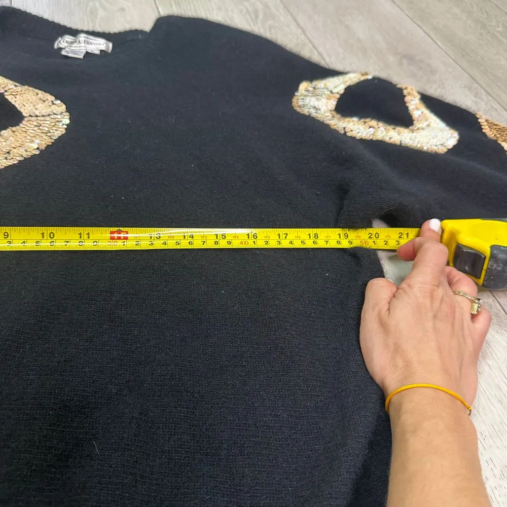 Vintage Lauren Alexandra black sequin bow lambswool‎ rabbit hair sweater size L Size L - Image 8