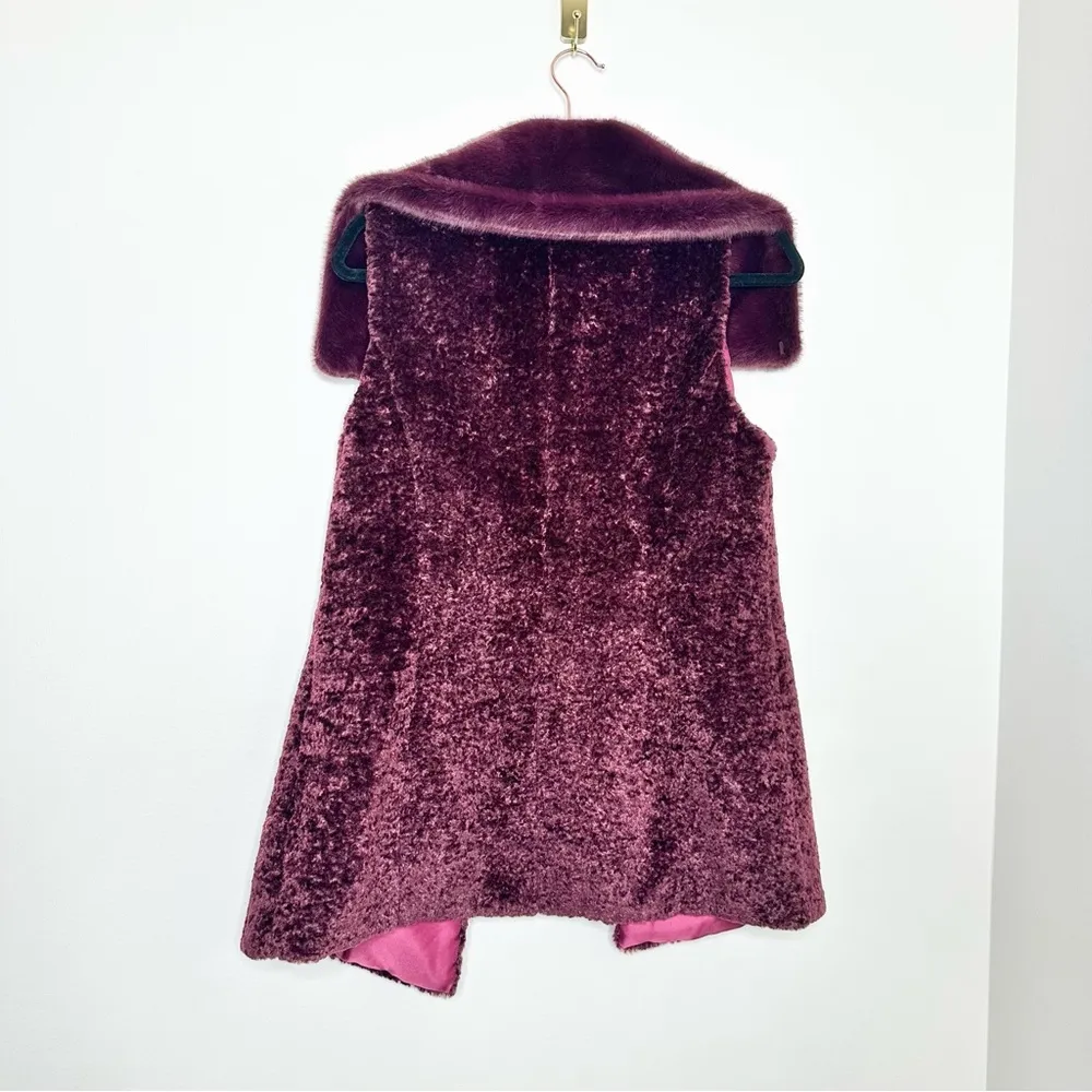 NEW WHBM Long Faux Fur Vest in Cabernet Red - Image 11