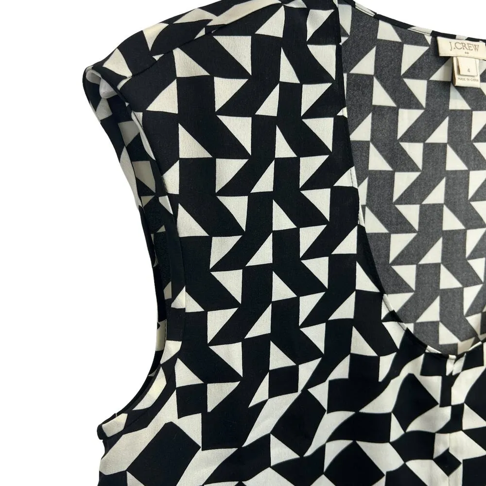 J.Crew Factory Geometric Sleeveless Top Black Cream Size 4 Oversized Loose Fit - Image 6