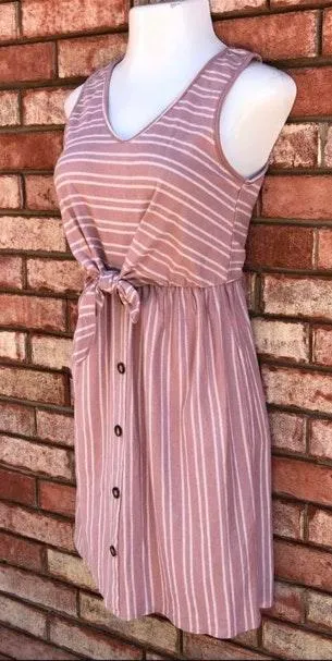 Pink And White Striped Dress Size L - Image 4