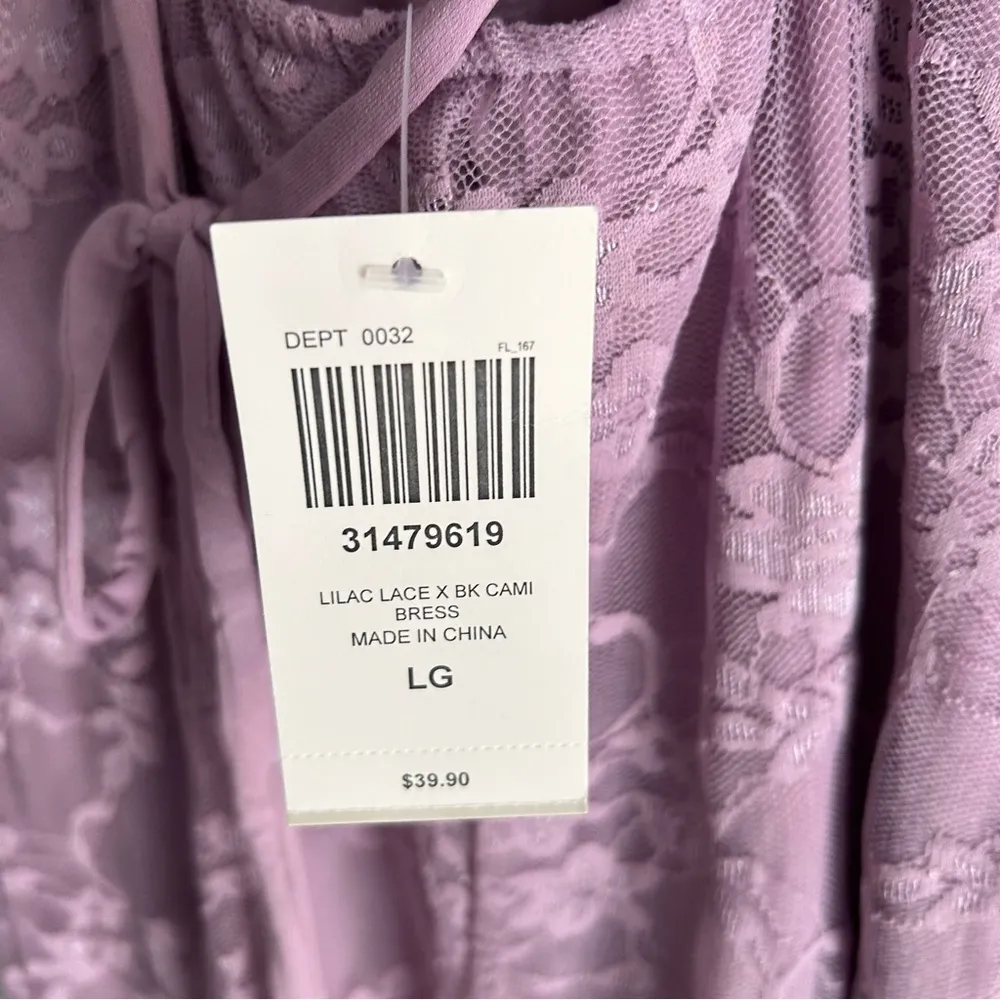 Hot Topic Just Polly Lilac Lace Lace-up Cami Dress Sz Large NWT - Image 5