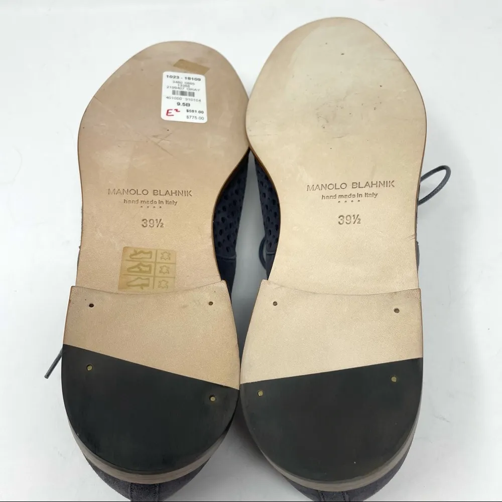 MANOLO BLAHNIK gray suede loafers, made in Italy, size 39.5 /9.5 NWT - Image 11