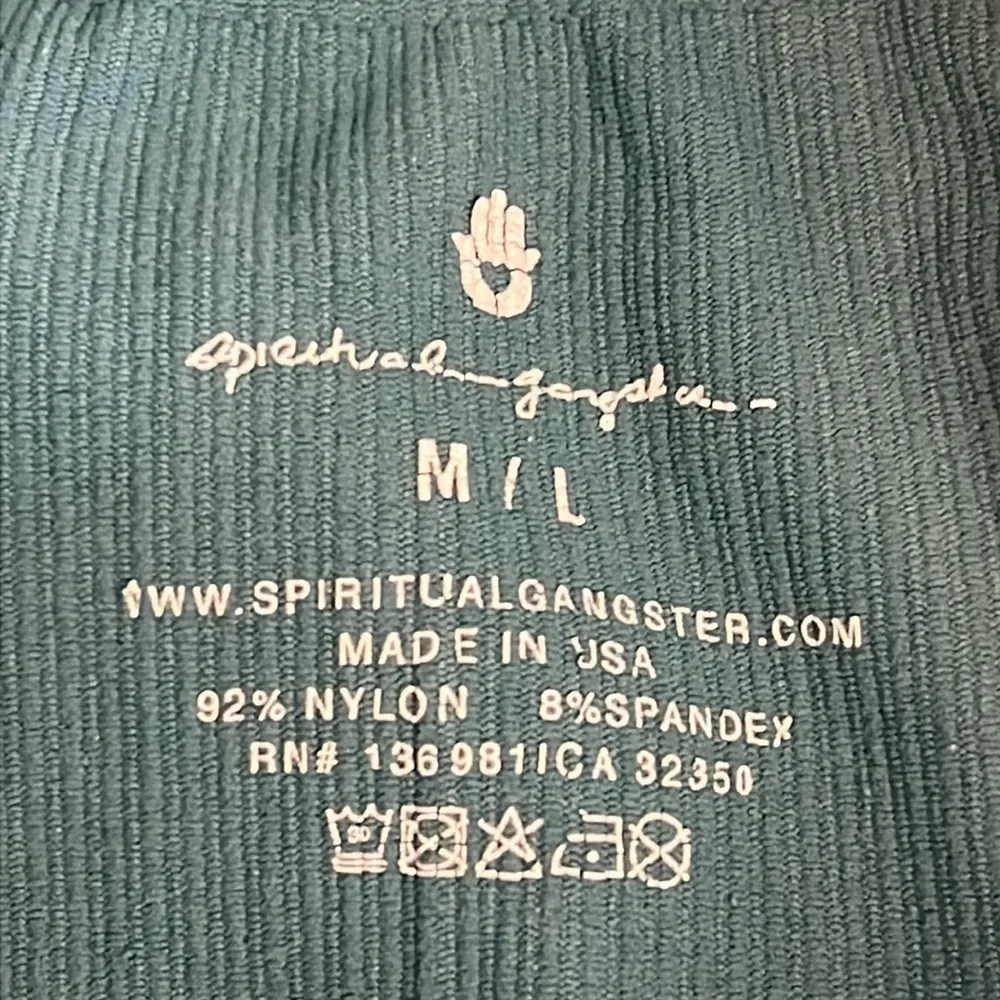 Spiritual Gangster Metta Yoga seamless ribbed leggings, teal green, size M/L - Image 3