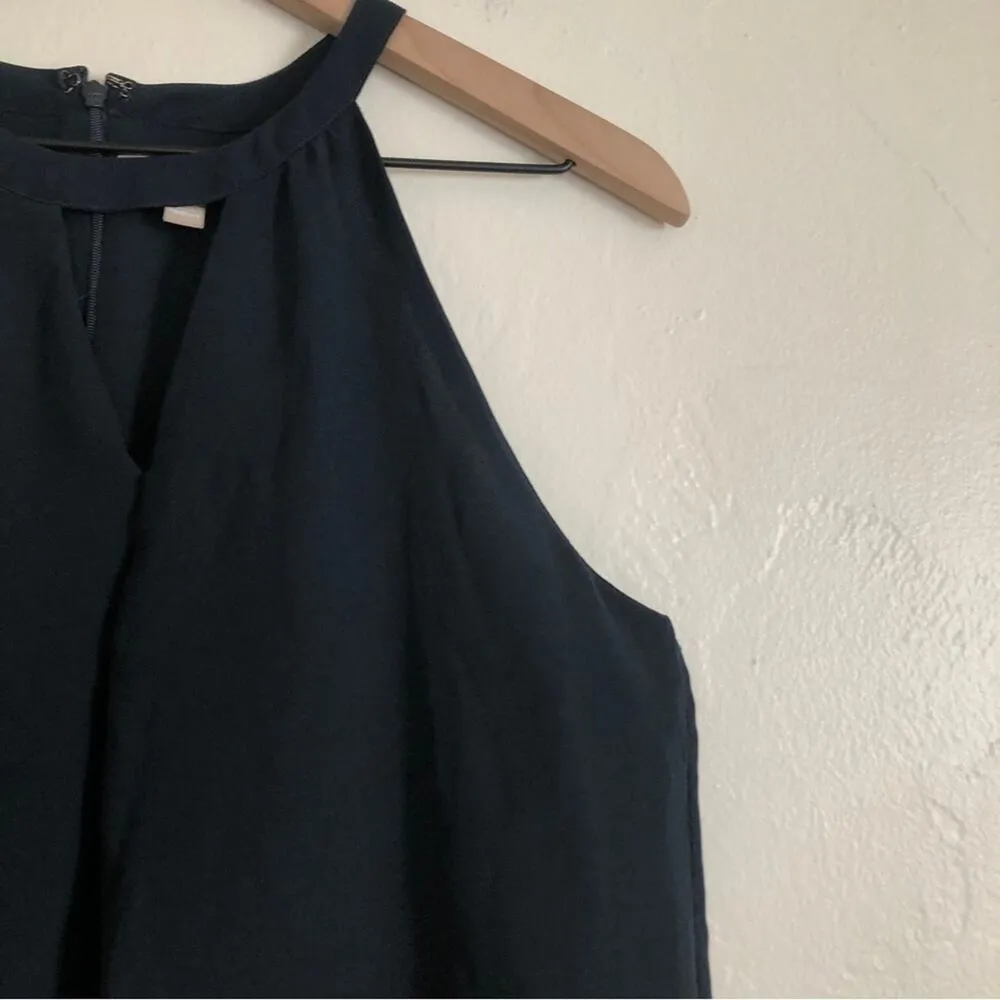 Banana Republic Petite Navy Blue High Neck Keyhole Flowy Tent Tank Blouse Top - Image 5