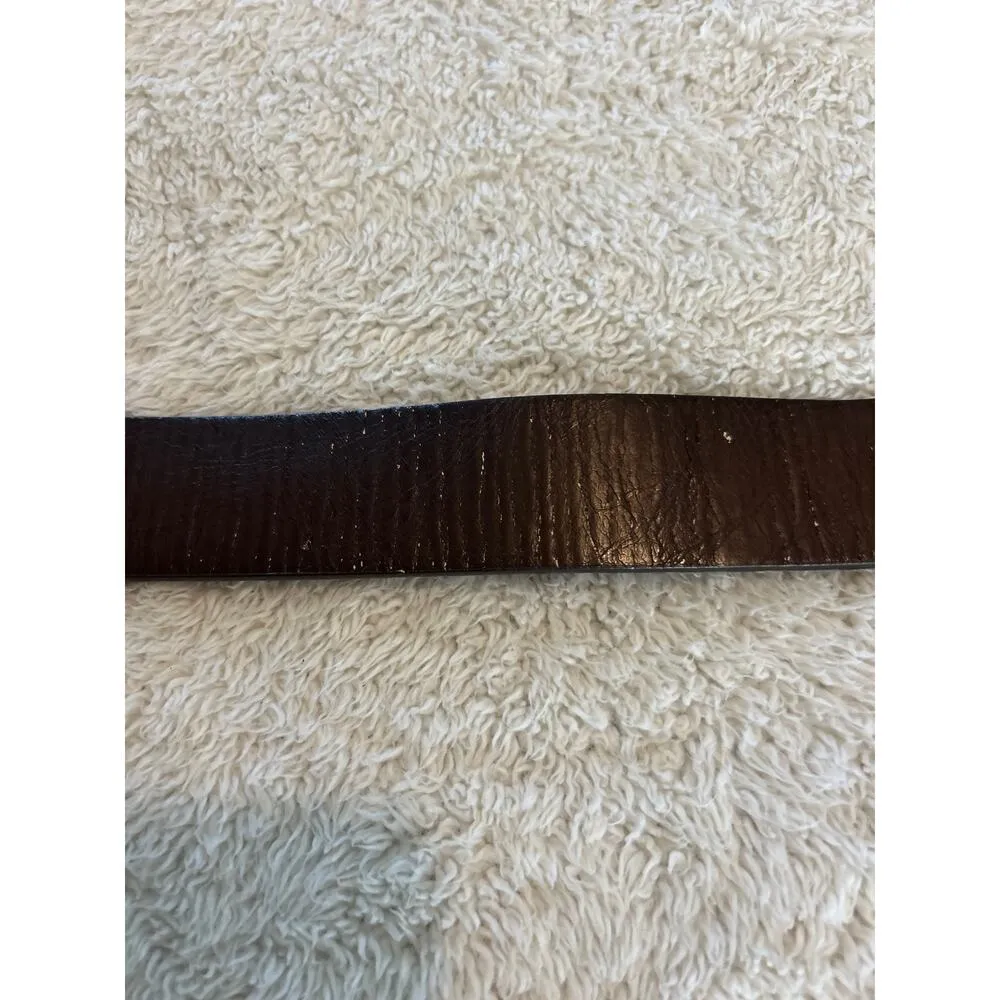 Brown Leather Belt Medium Cross Buckled Jeweled Bronze Tone Y2K - Image 4