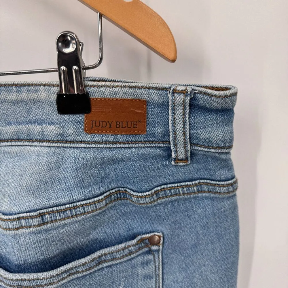 Judy Blue Boyfriend Fit Jean Shorts Womens Plus 20W Blue Cotton Blend Distressed - Image 7
