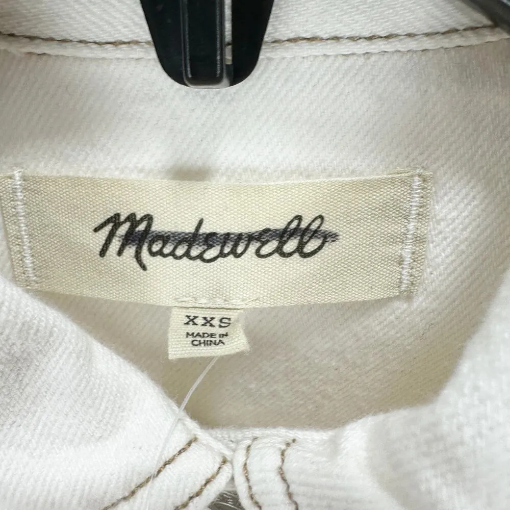 Madewell Denim Long Sleeve Crop Shirt White Casual Relaxed Minimalist XXS NWT - Image 14