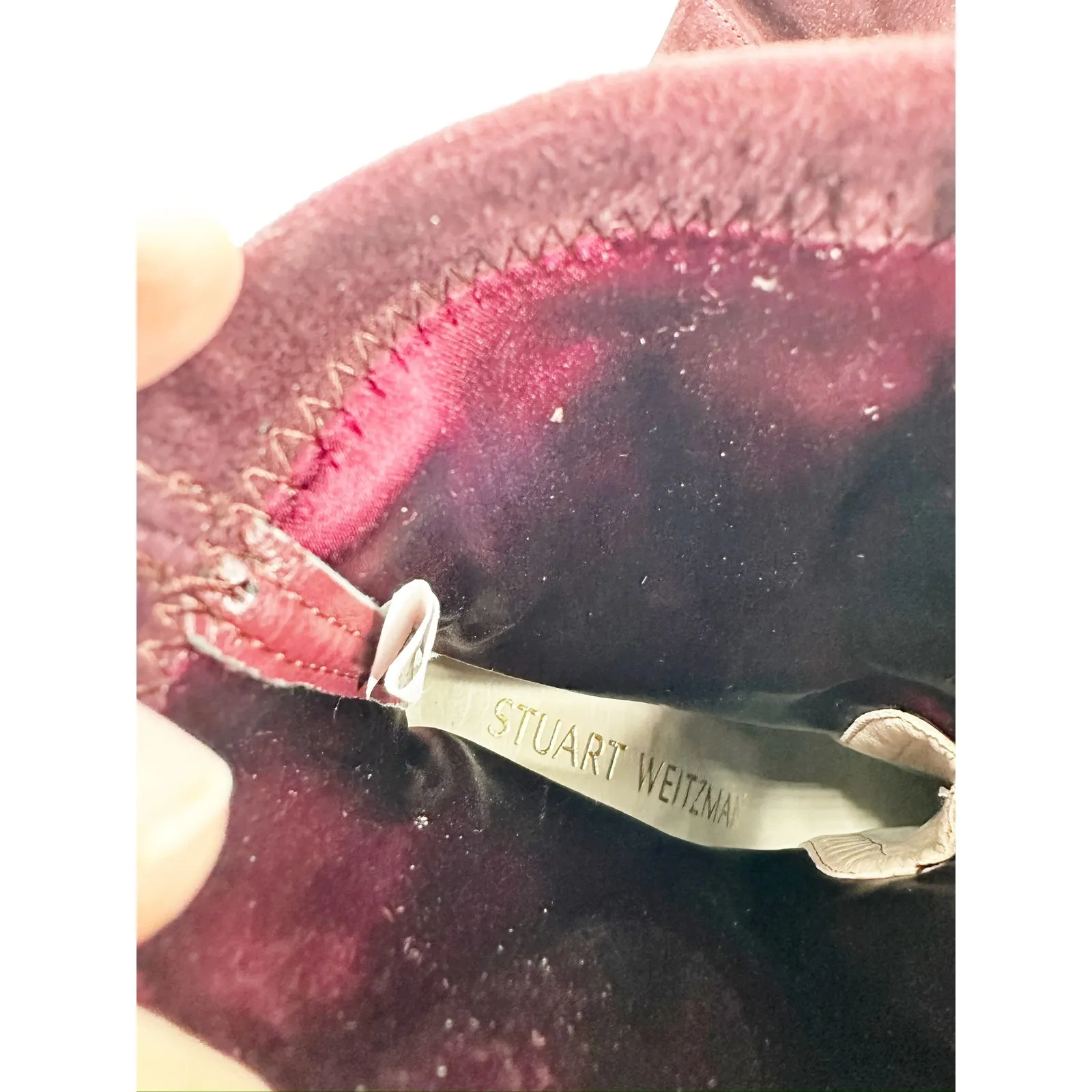 Stuart Weitzman Sky High Platform Heeled Suede Ankle Booties Cabernet Red Size 7 - Image 4