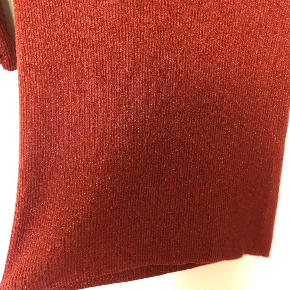 Madewell Sweater Tee Short Sleeve Red Metallic XS - Image 3