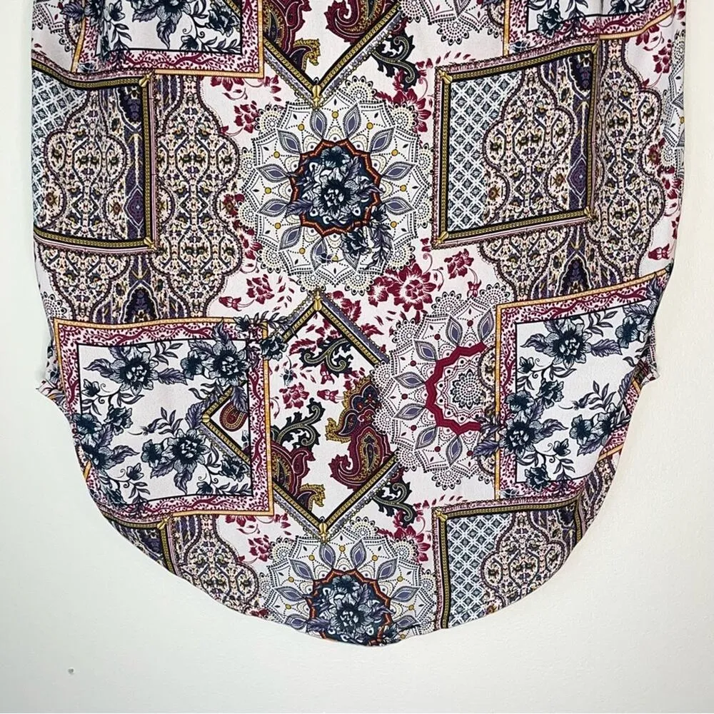 Rewind Navy Blue Patterned Short Sleeve Blouse Size Juniors Small - Image 11