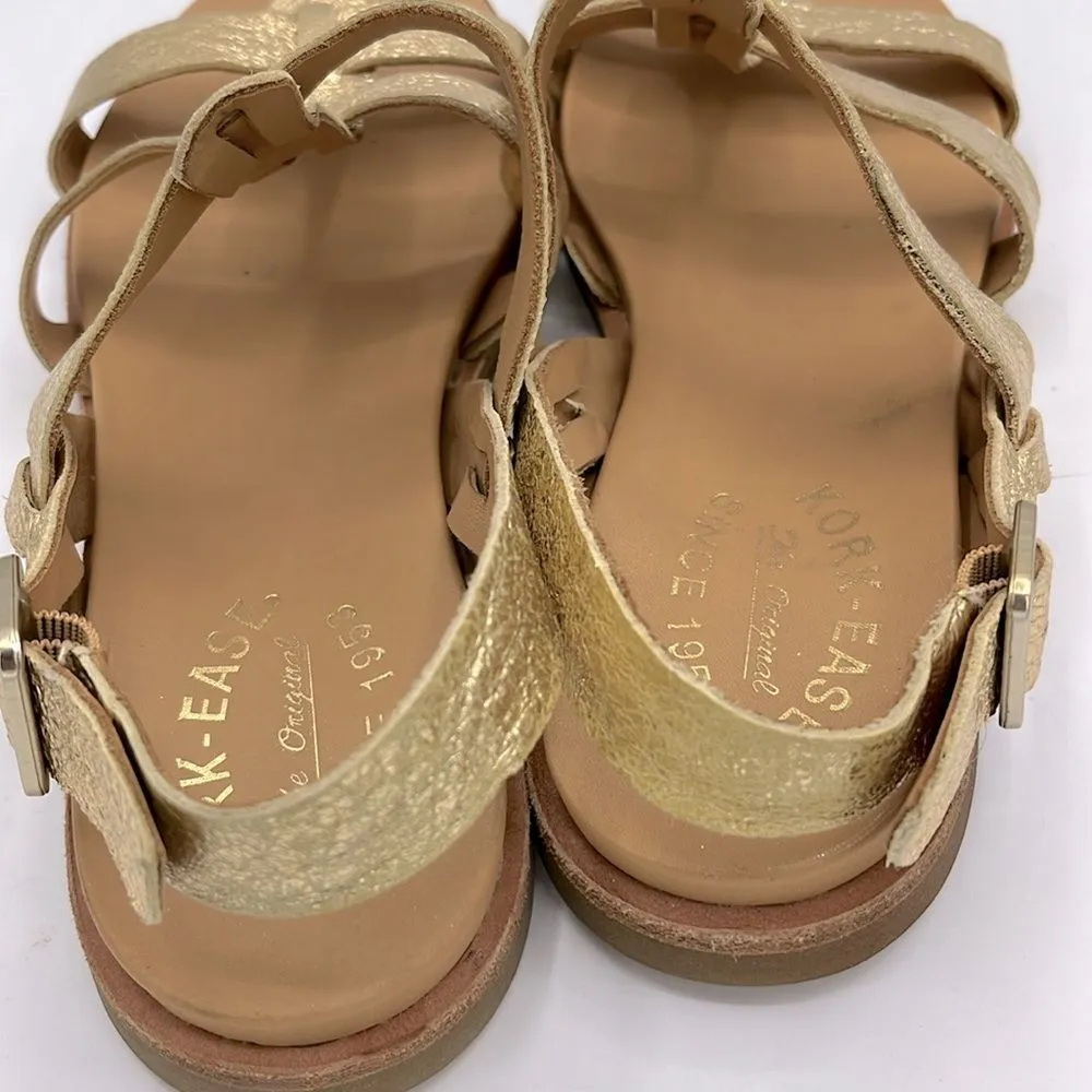 Kork-Ease women’s Yoga strappy leather gold gladiator sandal slip on size 8 - Image 4
