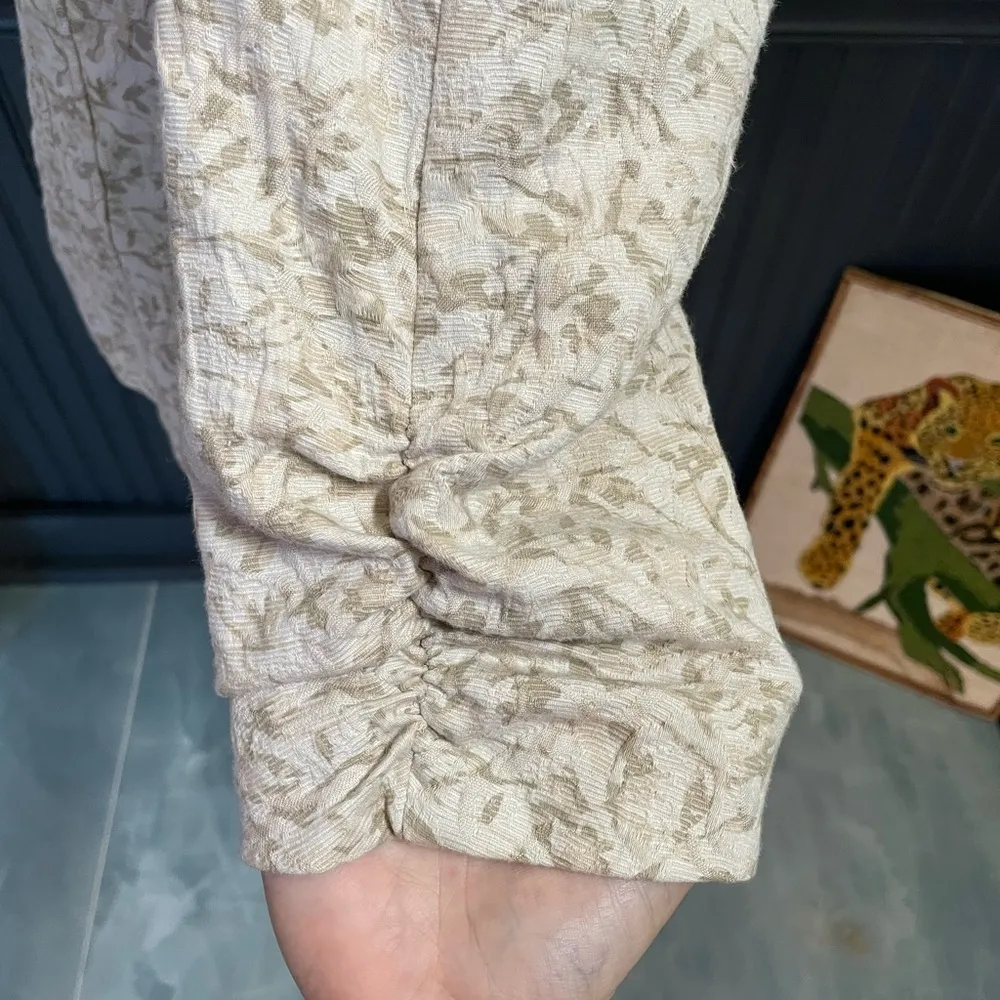 Coldwater Creek Beaded Scroll Embroidered Cream Open Ruched Jacket - Sz 10P 💚🎀 - Image 7