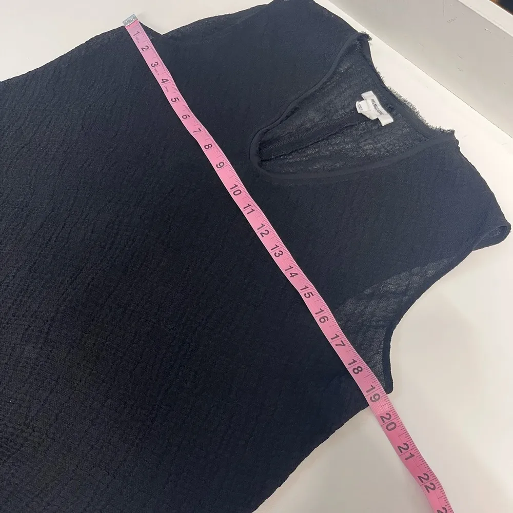 Helmut Lang top asymmetrical sheer black sleeveless crinkled medium top minimal - Image 6