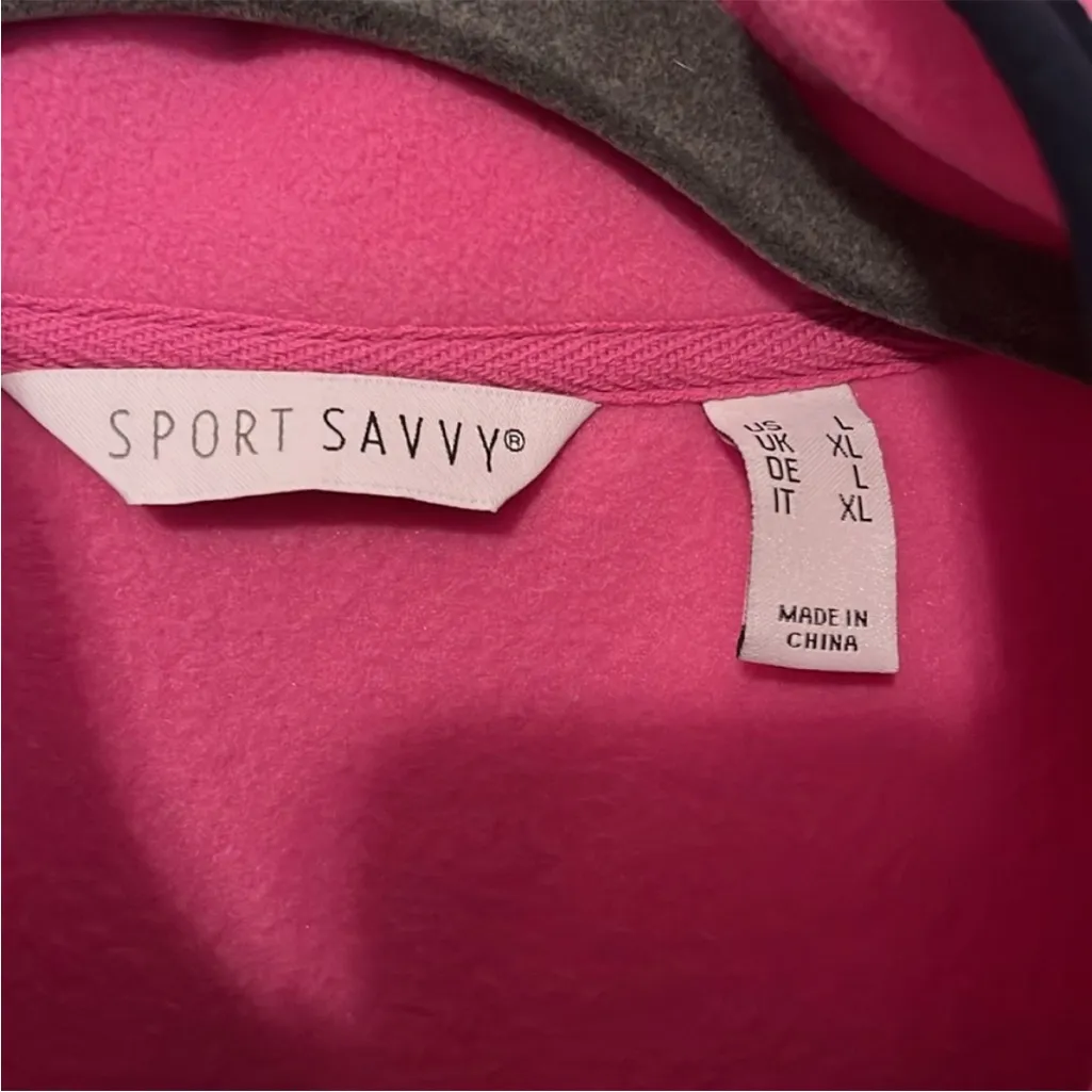 Pink and Blue Floral fleece top Size L - Image 4