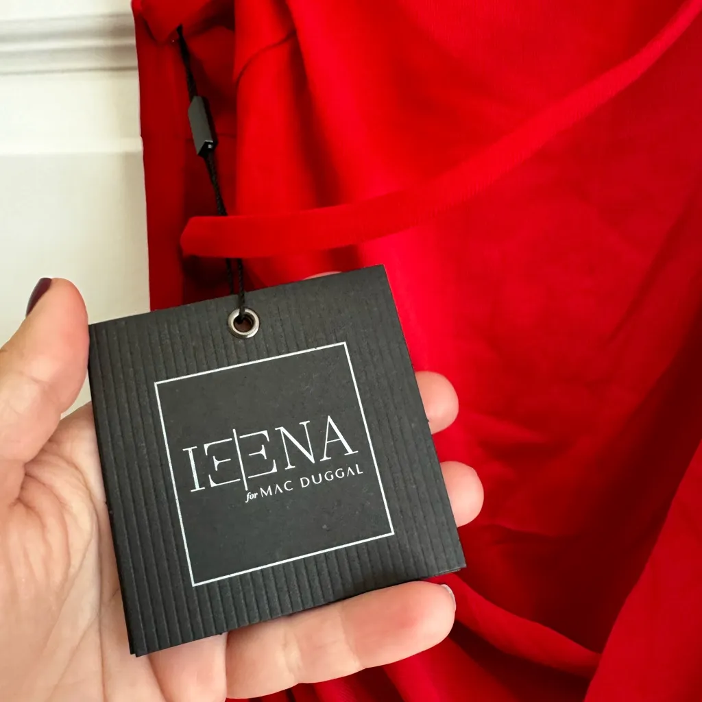 Ieena for Mac Duggal Jersey One Shoulder Draped Back Gown- NWT Red - Image 7