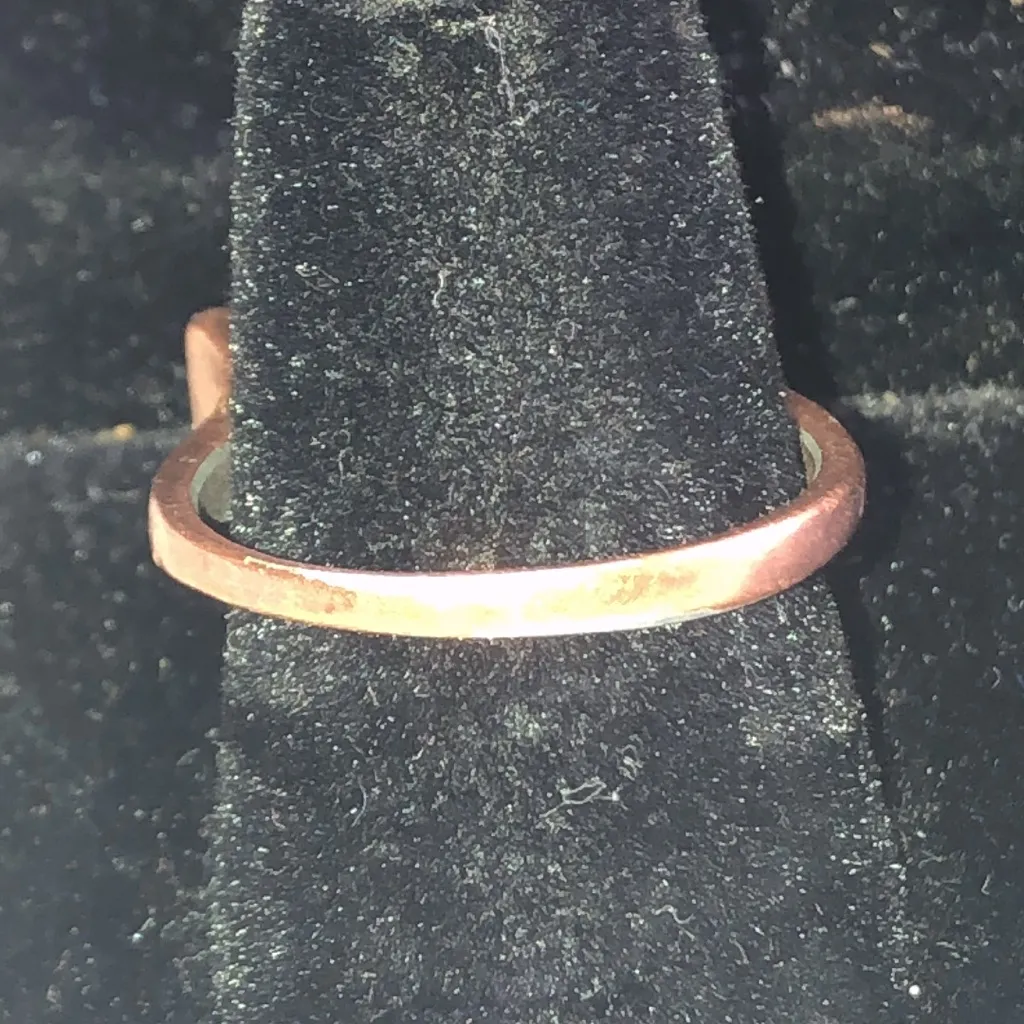 Size 9 Copper Tone Aged Metal Rhinestone Boho Ring Brown - Image 3