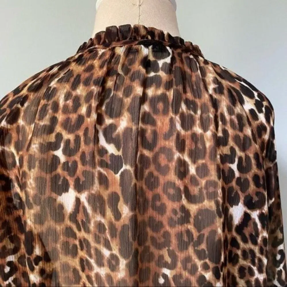 Express Sheer Animal Print Blouse Top - Image 10