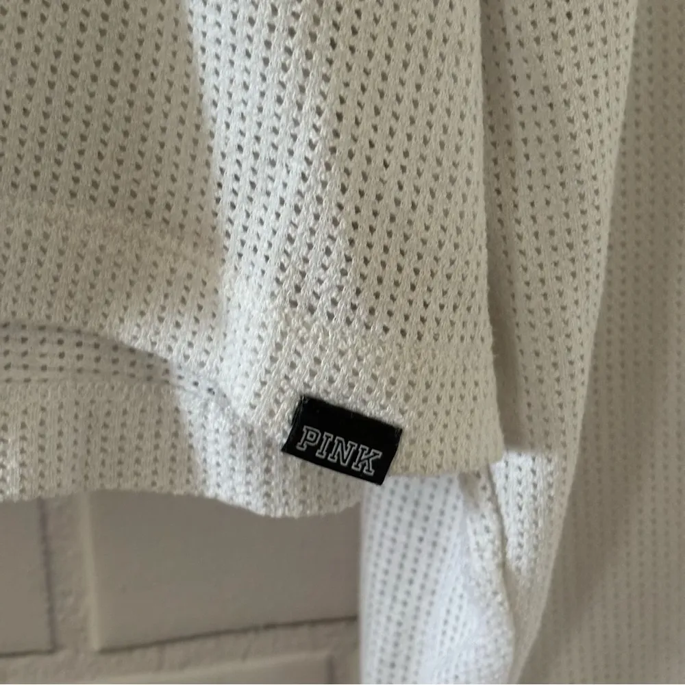 Pink Victoria’s Secret pullover eyelet hoodie Size Large - Image 4