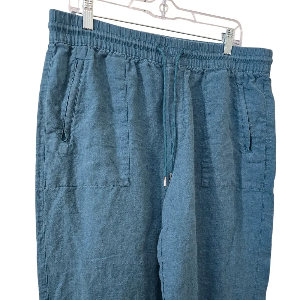 Athleta Retreat Linen Wide Leg Pant Teal Blue/ Green Women's Plus Size 14 - Image 7