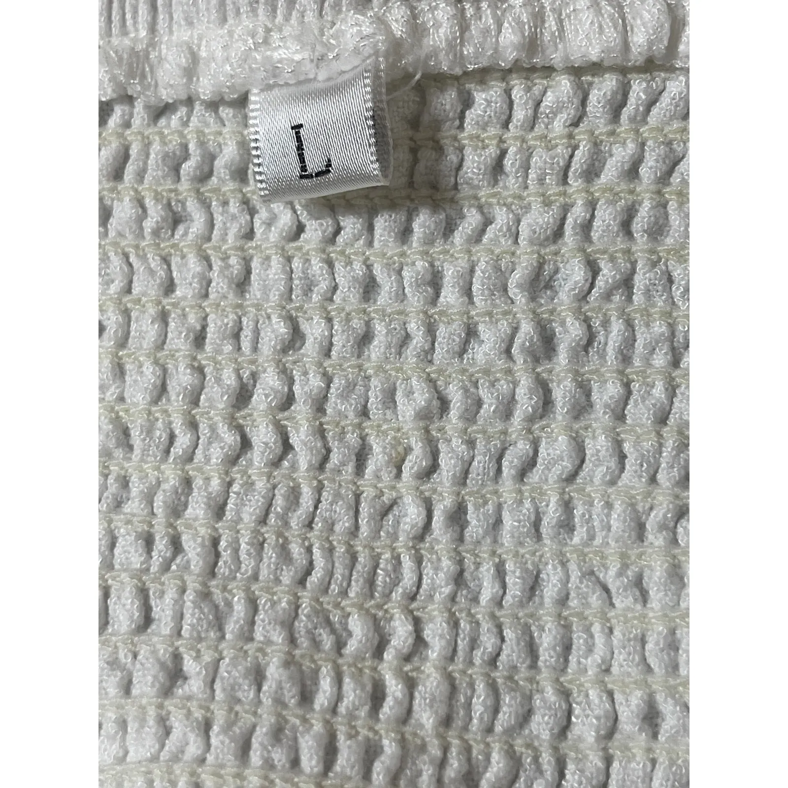 Women's White Smocked High Waisted Boho Wide Leg Baggy Trousers Pants Size L Size L - Image 4