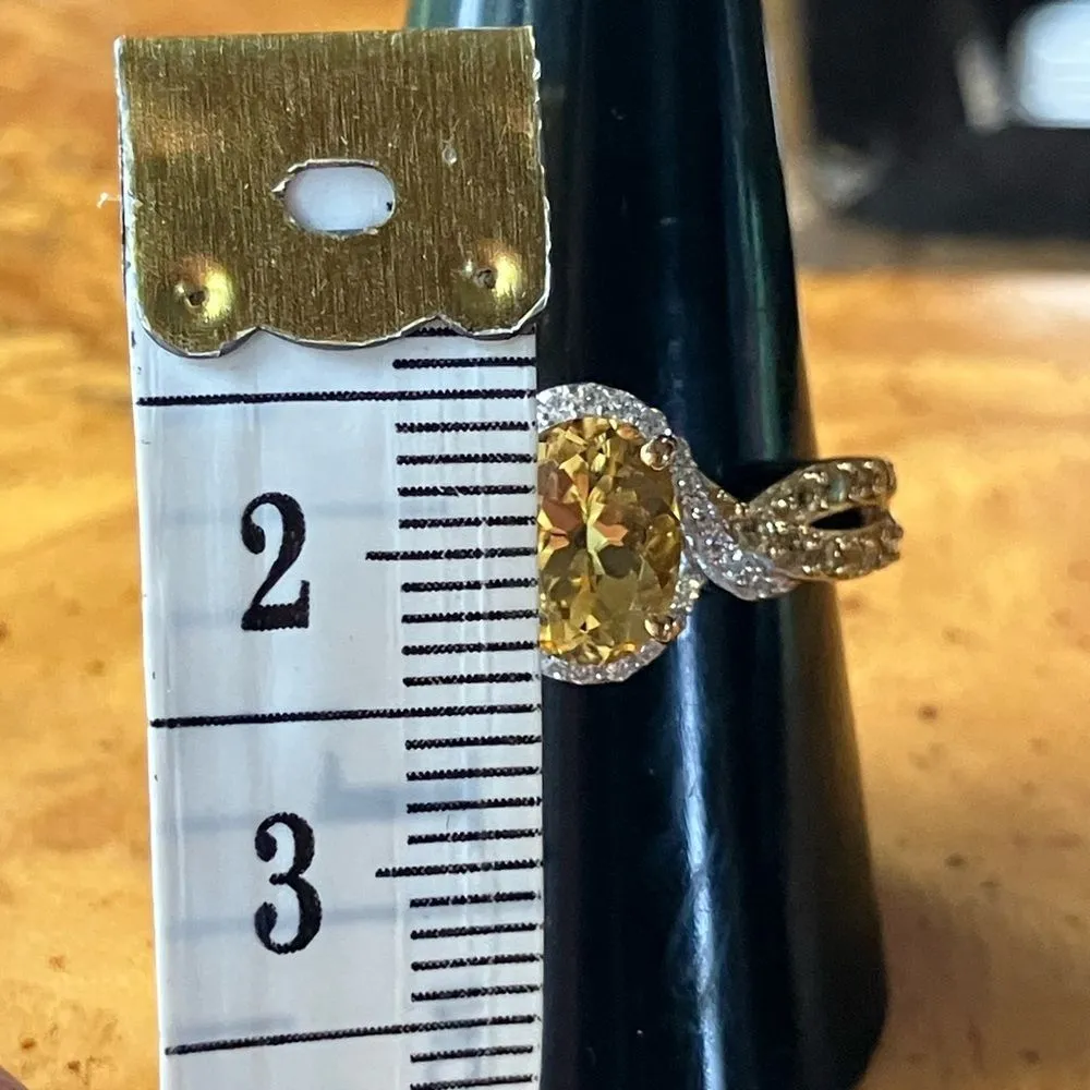 Natural Heliodor (Yellow Beryl) Yellow Sapphire Sterling Silver Ring Size 9 Gold - Image 6