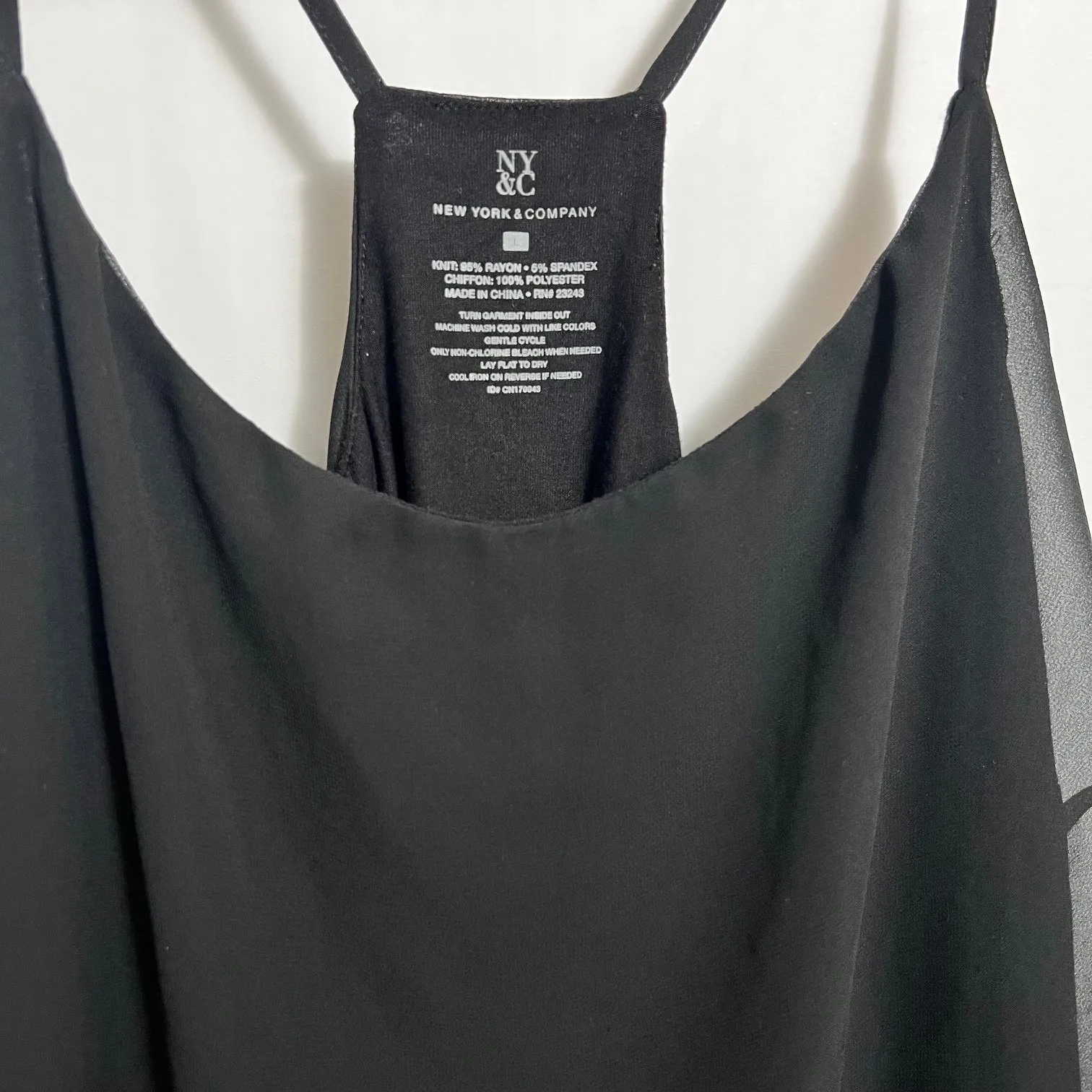 NY & Co Size Large Black Chiffon Tank Top‎ Sleeveless Blouse - Image 2