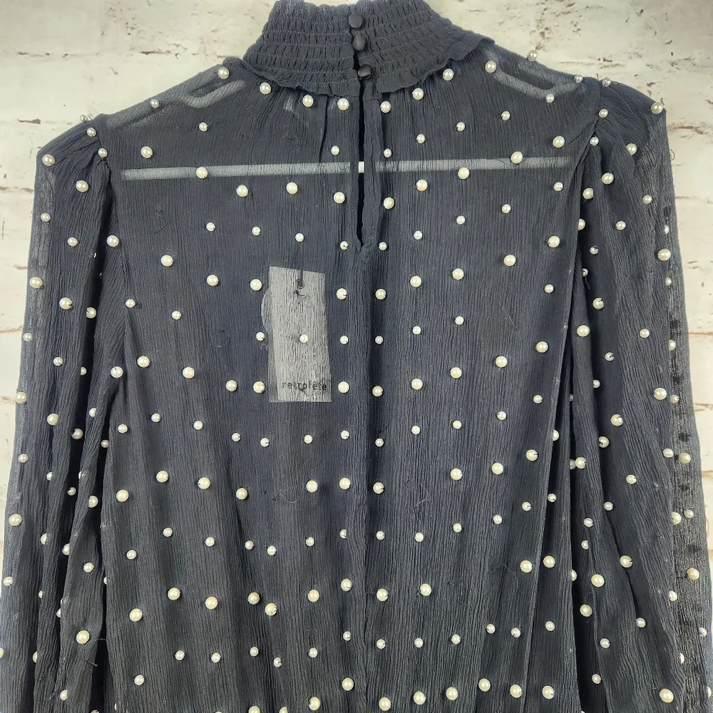 Retrofete Hedy Embellished Silk Chiffon Dress in Black Pearl Size Small NWT - Image 7