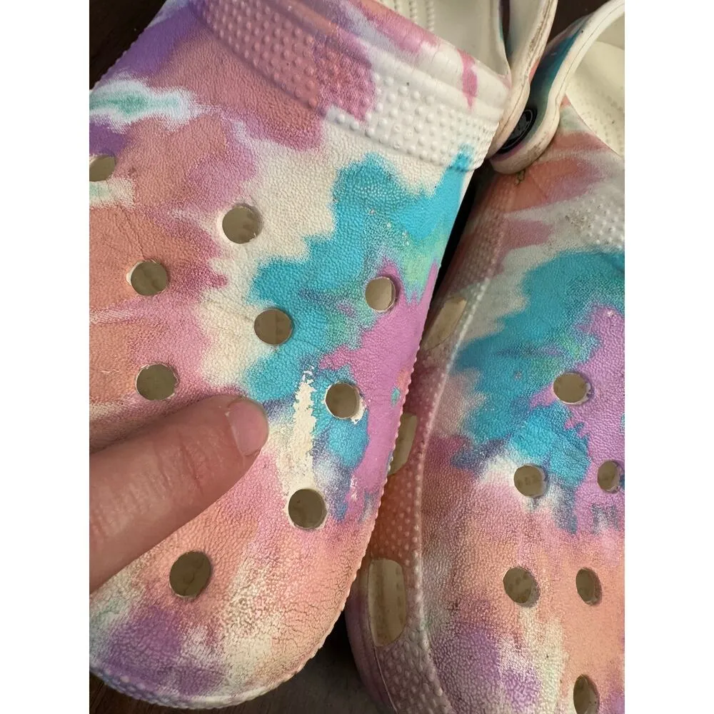 Rainbow tie dye crocs pink blue orange men's 6 women's 8 - Image 2