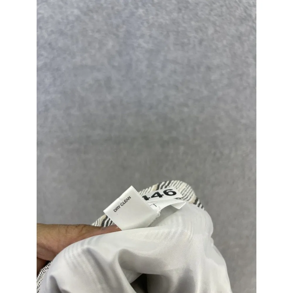 LOFT Ann Taylor Women's Blouse Sleeveless Size 14 Linen Blend Striped Blue White - Image 3