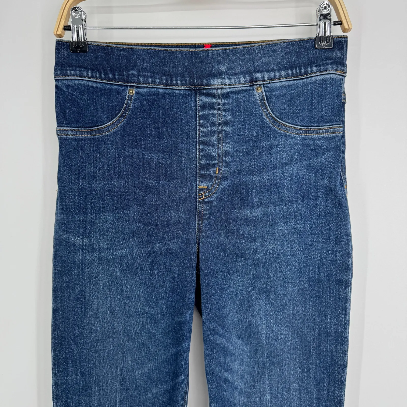 Spanx Cropped Flare Jeans Size Medium Blue Two Tone Stretch Comfort Casual Chic - Image 3