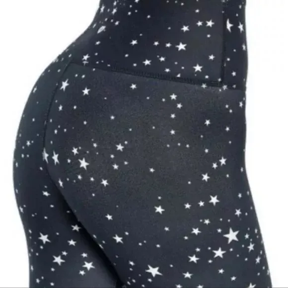 Wildfox Women's High Waist/Rise Black White Scattered Stars Printed 7/8 Leggings - Image 2