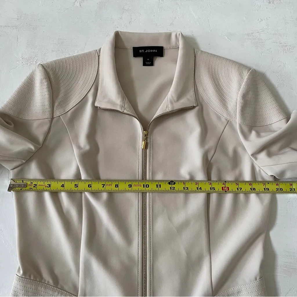 ST JOHN Full Zip Jacket Blazer and Pants Sets Light Beige Size M - Image 8