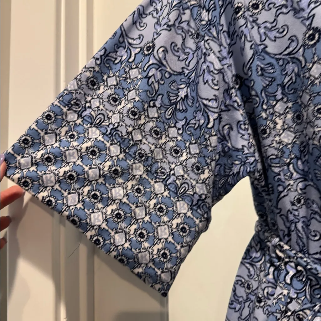SECRET TREASURES Blue Floral Patterned Kimono Robe Size S 4-6 Sleepwear Cozy - Image 6