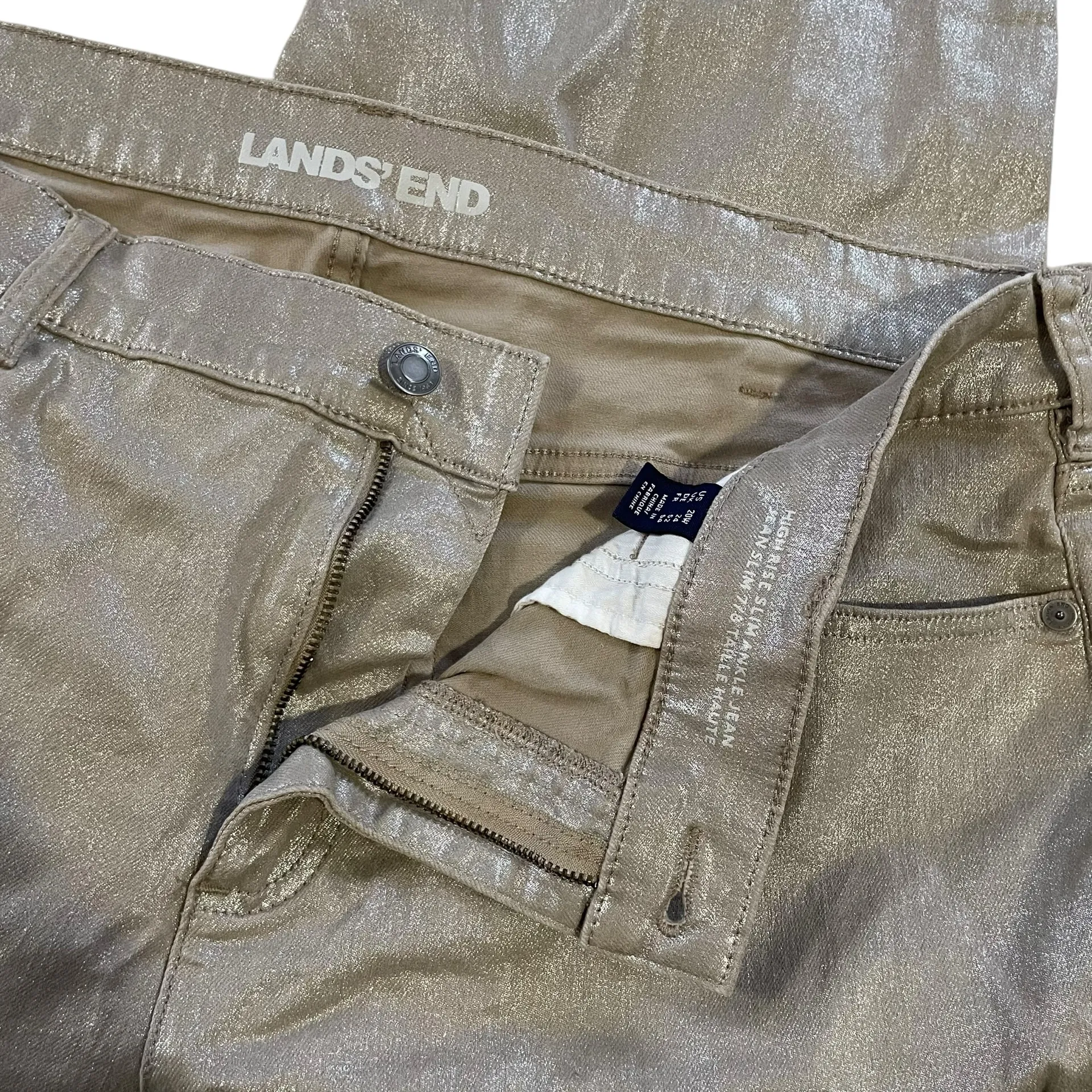 Lands' End Women’s Shimmery Gold Jean Style Pants size 20 W - Image 8