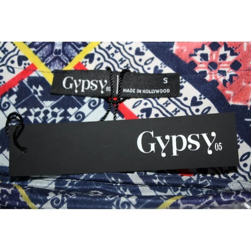 NWT Gypsy05 Bima Printed Silk Lace Front Dolman Sleeve Shift Mini Dress S $242 - Image 7