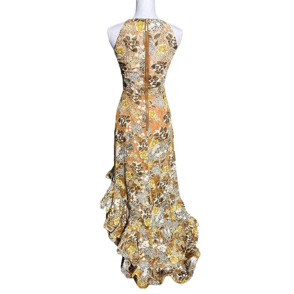 Bronx And Banco Sicilia Ruffle Dress Floral Women's Extra Small Leg Slit - Image 6