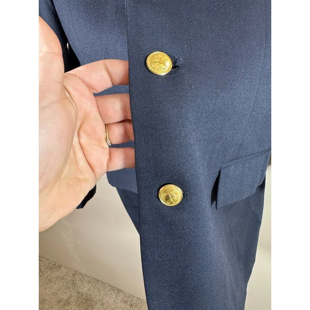 Polo Ralph Lauren Made in USA 100% Worsted Wool Navy Blazer Gold Buttons VTG 20 - Image 3