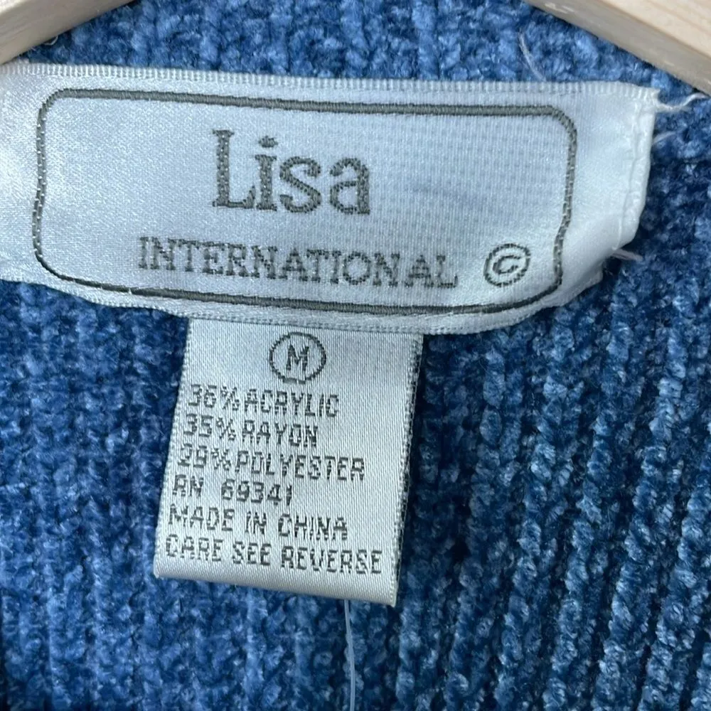 LISA INTERNATIONAL Women's Vest Blue Faux Fur Suede Pockets NWT size MED - Image 12