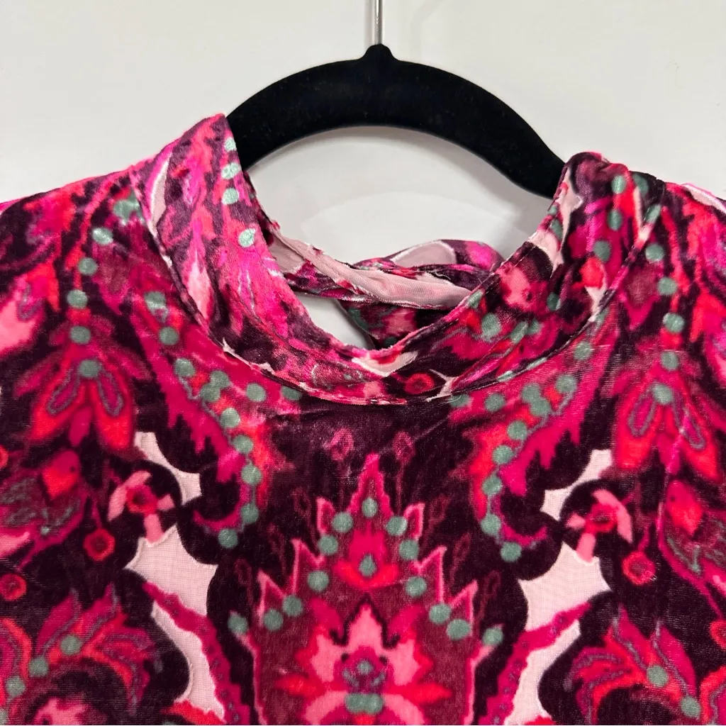 Free People All the Time Paisley Velvet Cap Sleeve Mini Dress Size S - NWOT - Image 3