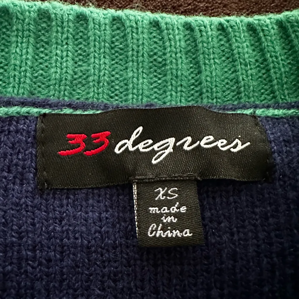 33 Degrees Sz: XS Alpine Down Hill Ski Winter Trees Snow Holiday Pompom Sweater. - Image 6