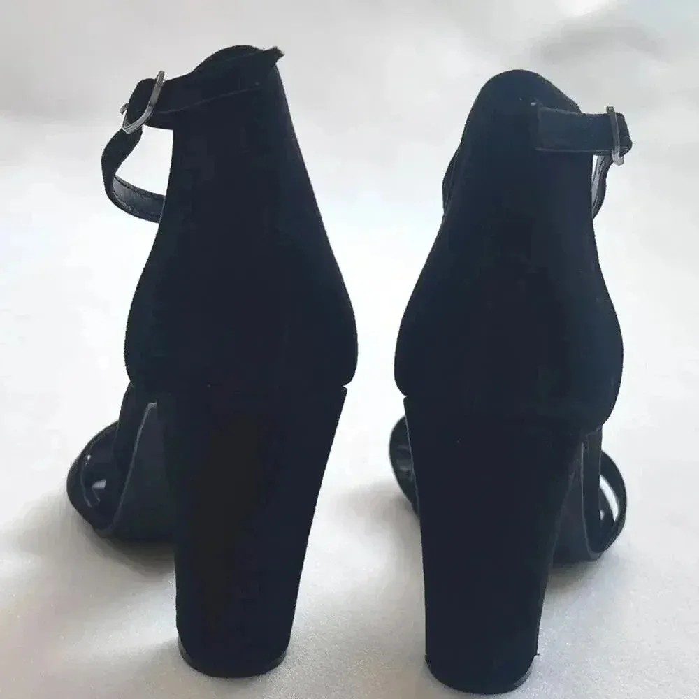 CM Chelsea Moreland “Magic” 4 inch Heels Black Faux Suede Size 7 M - Image 9