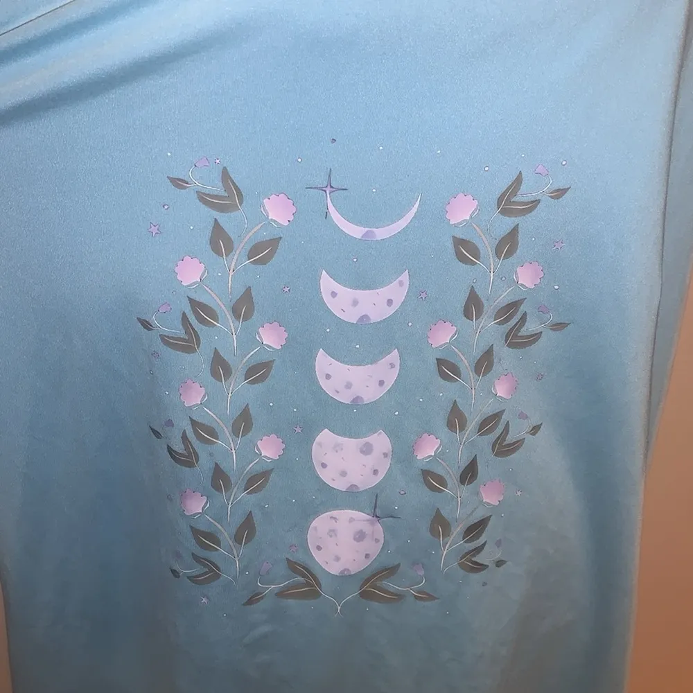 Light Blue Floral Super Soft Comfy Racerback Tank Top Size 1X - Image 2