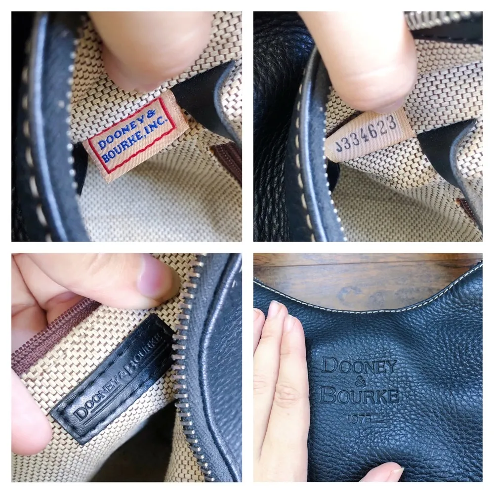 Dooney & Bourke • vintage black leather purse bag pebbled shoulder hobo - Image 14