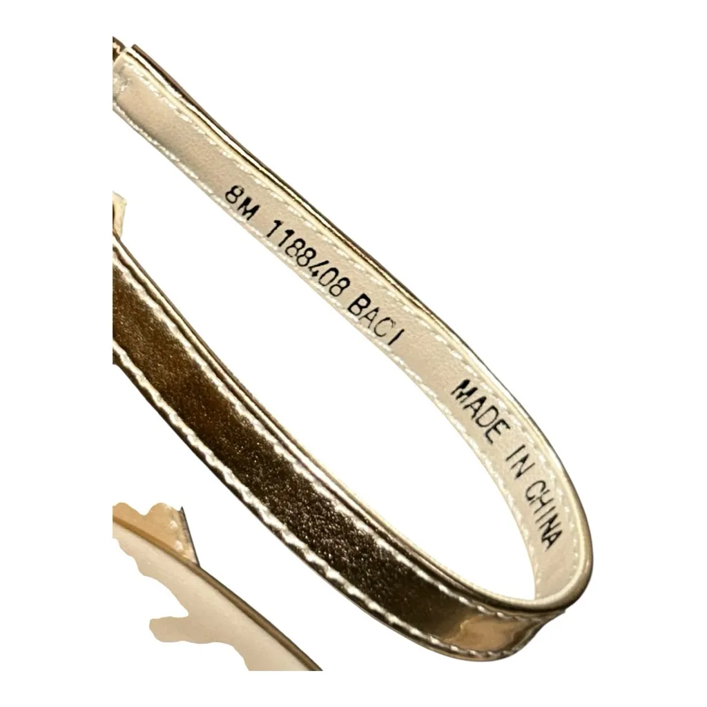 David’s Bridal Triple-Strap Gold Metallic Stiletto heels Style BACI Women’s Sz 8 - Image 9