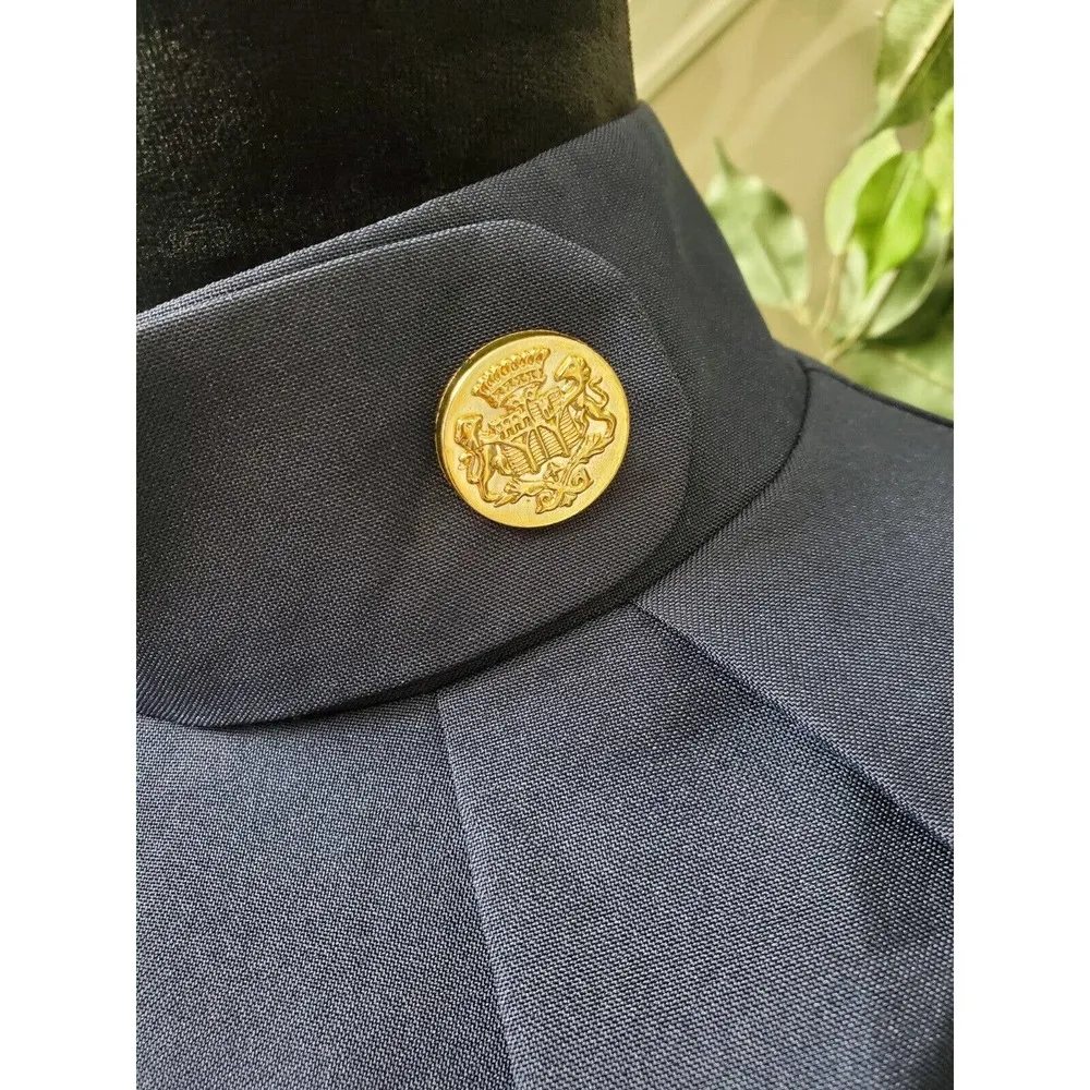 Dioni Women Blue Solid Cotton Mock Neck 3/4 Sleeve Knee Length Sheath Dress XL - Image 5