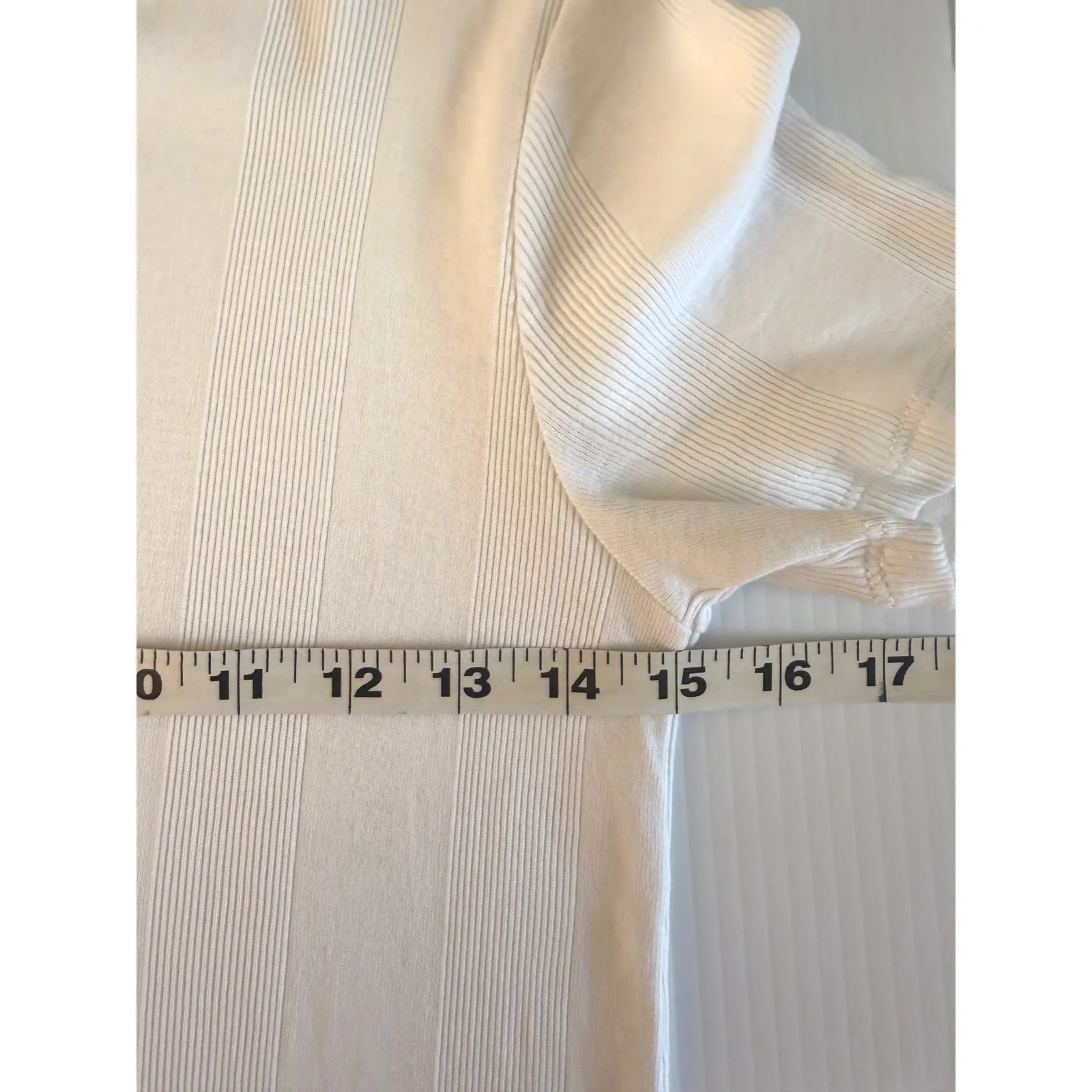 GOLDIE LEWINTER Pima Cotton Ribbed Knit Midi Dress White Short Sleeve Size S - Image 6